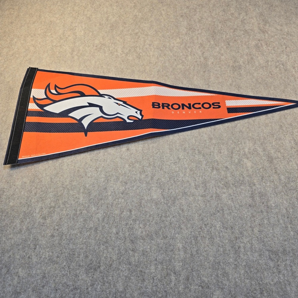 Denver Broncos NFL‎ Pennant Wincraft Orange Navy Blue Horse Logo Made in USA